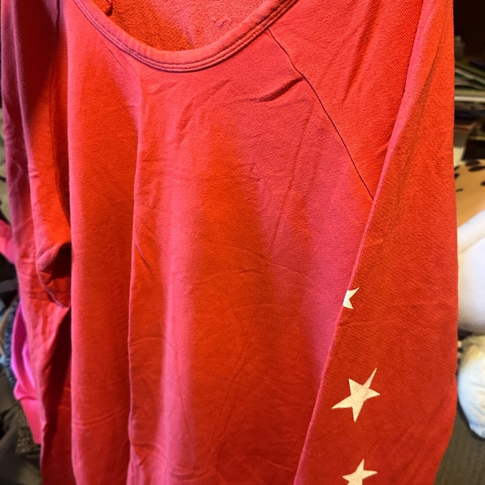 Sundry Red Crew Neck Sweater with White Stars